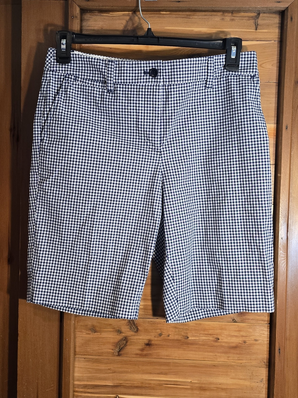 NWOT Talbots Navy & White Gingham Flat-Front Shorts
